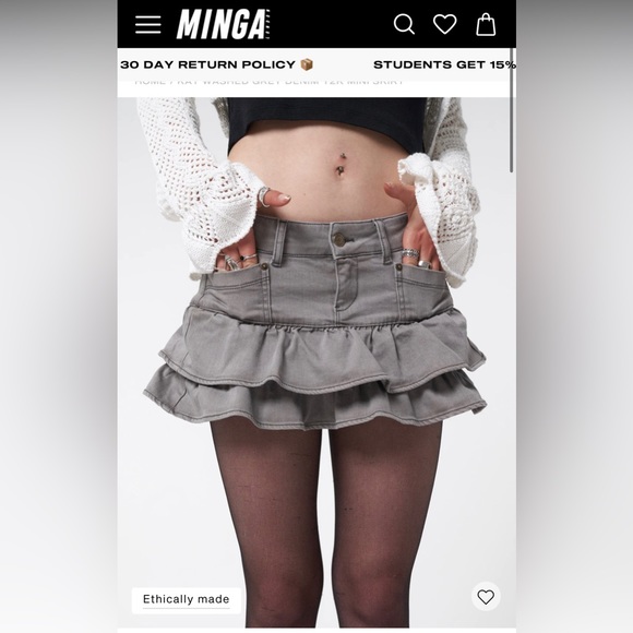 Minga London Kat Washed Denim Y2K Denim Skirt - Picture 3 of 3